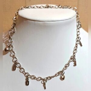 STERLING SILVER 925 ANKLE CHARM BRACELET 10IN